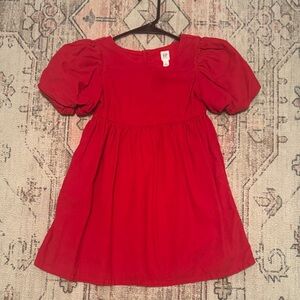 GAP Corduroy Red Puff Sleeve Kids Dress